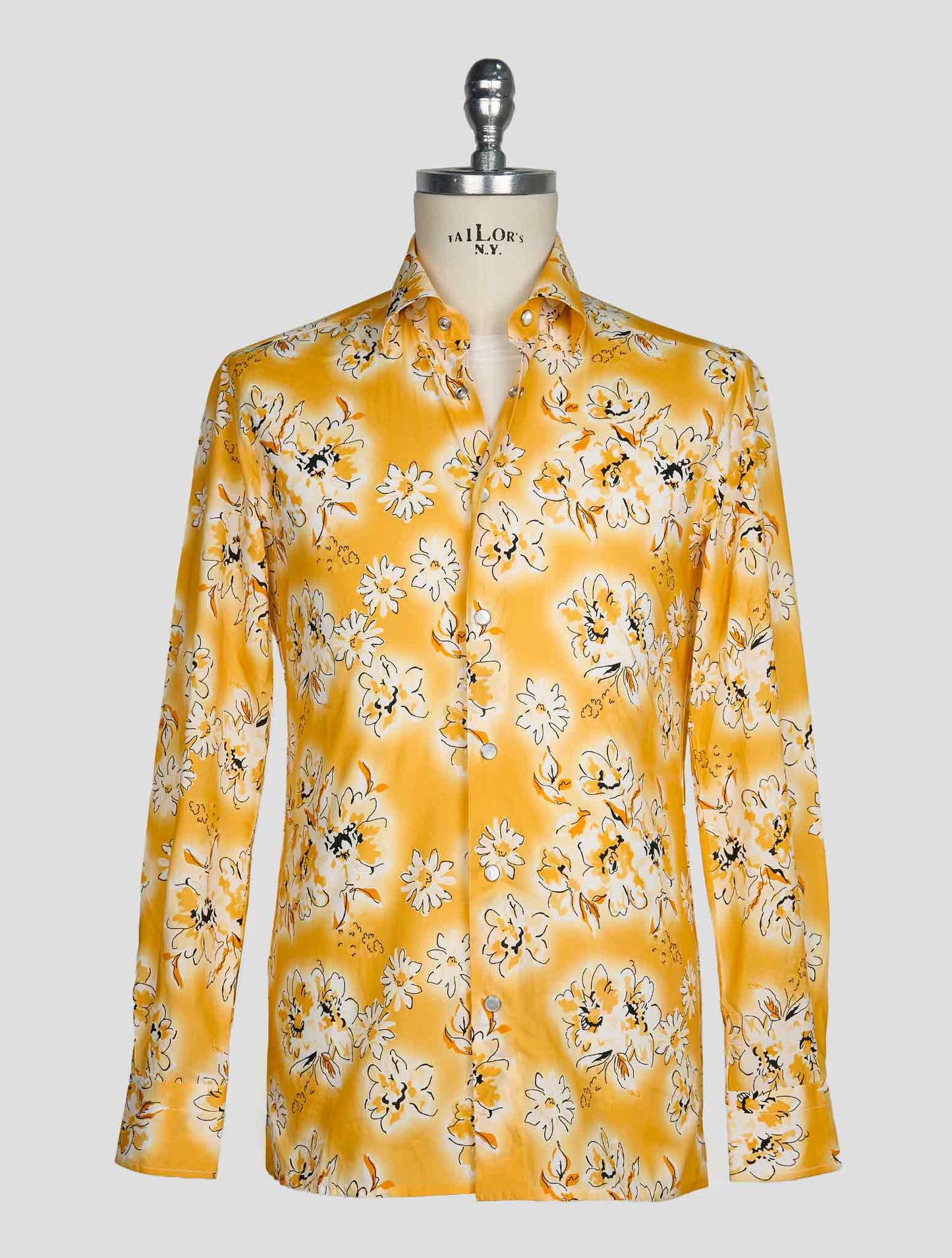 Kiton Yellow White Cotton Shirt