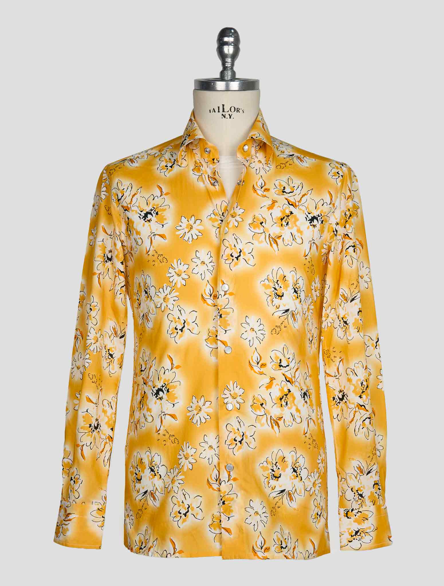 Kiton Yellow White Cotton Shirt
