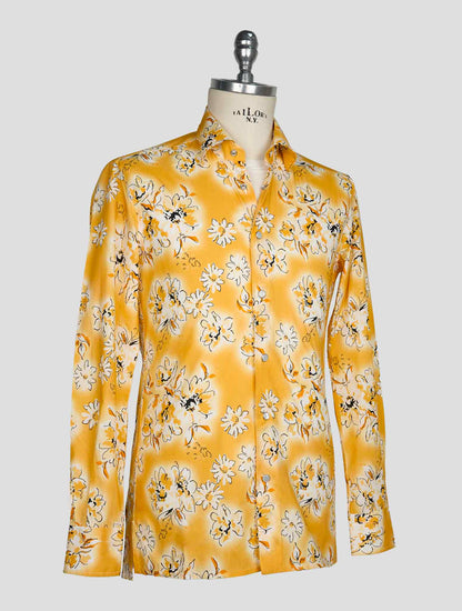 Kiton Yellow White Cotton Shirt