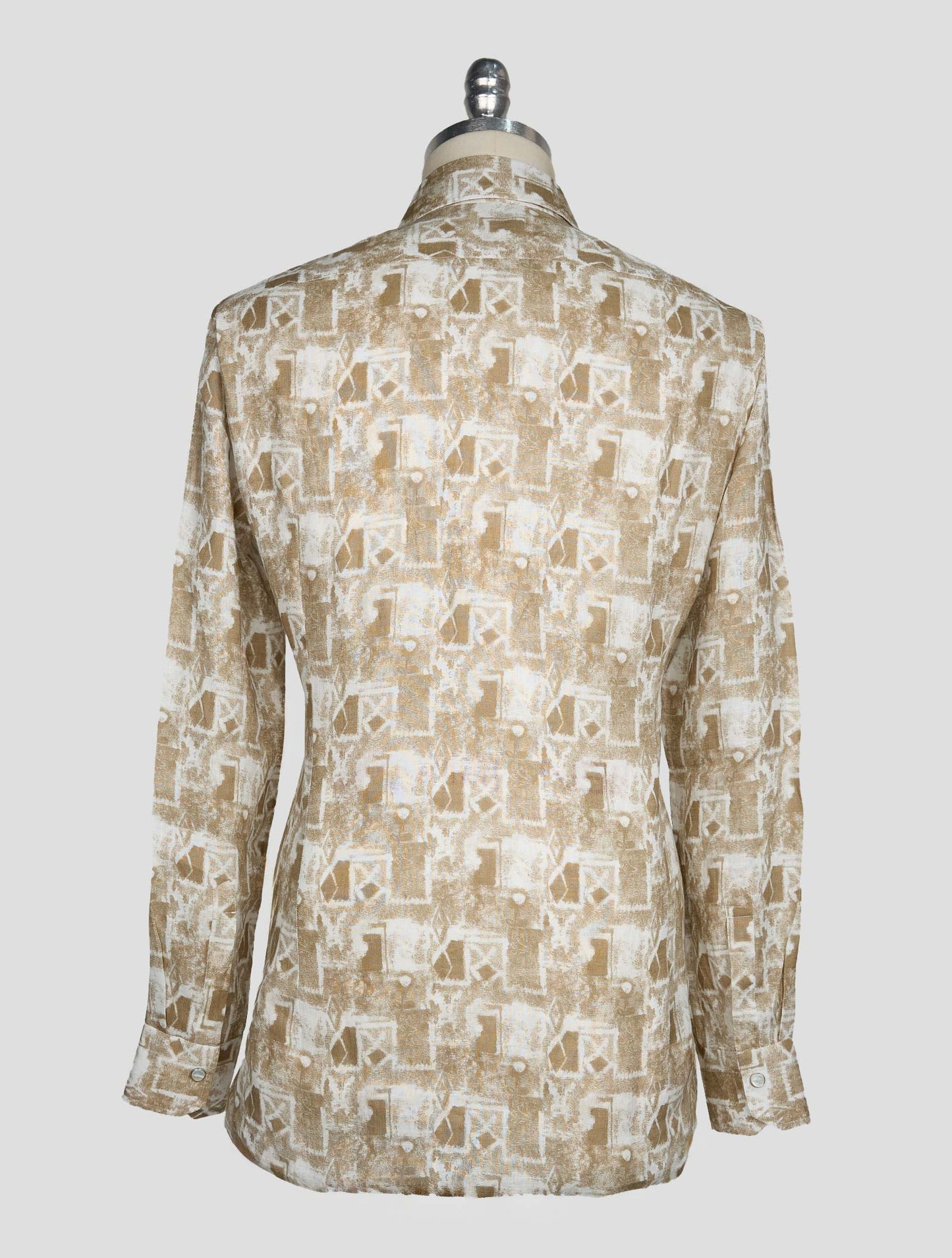 Kiton Beige White Linen Shirt