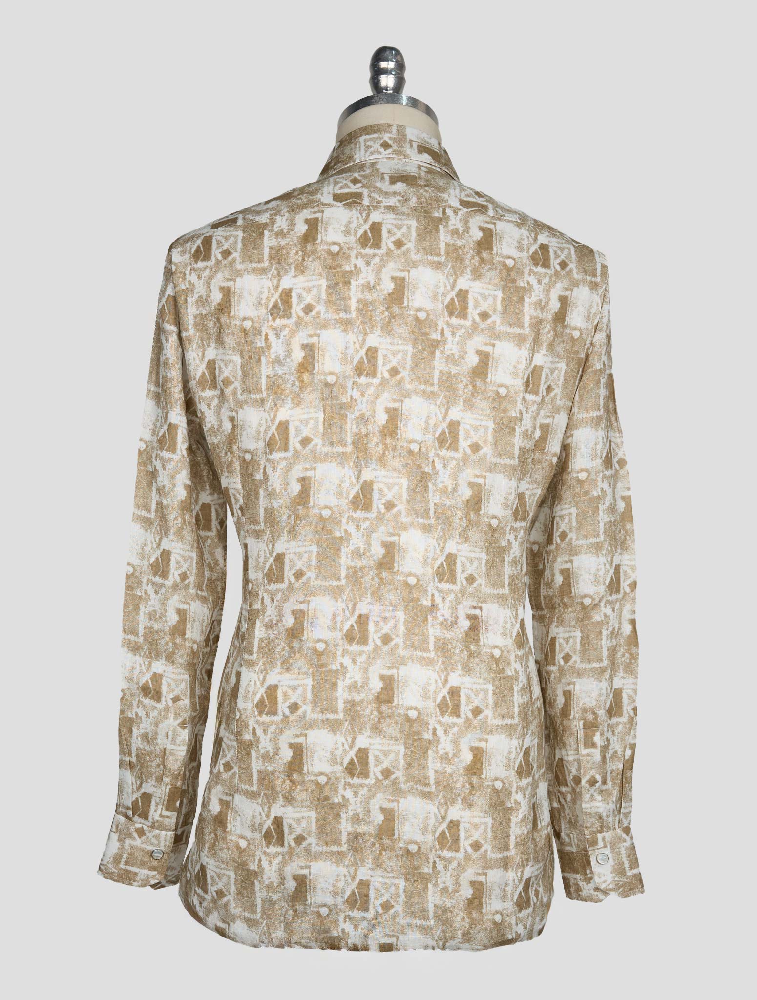 Kiton Beige White Linen Shirt