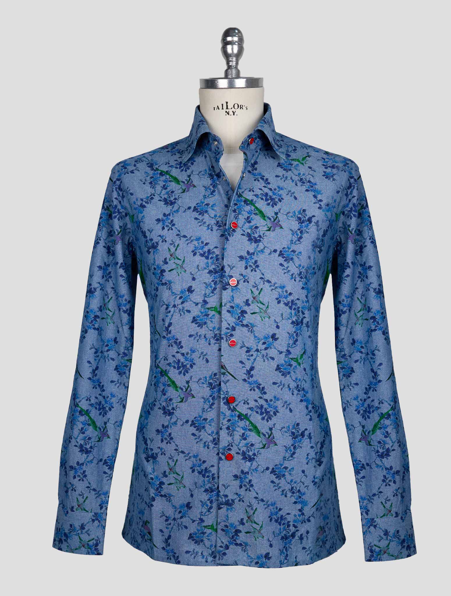 Kiton Blue Cotton Shirt