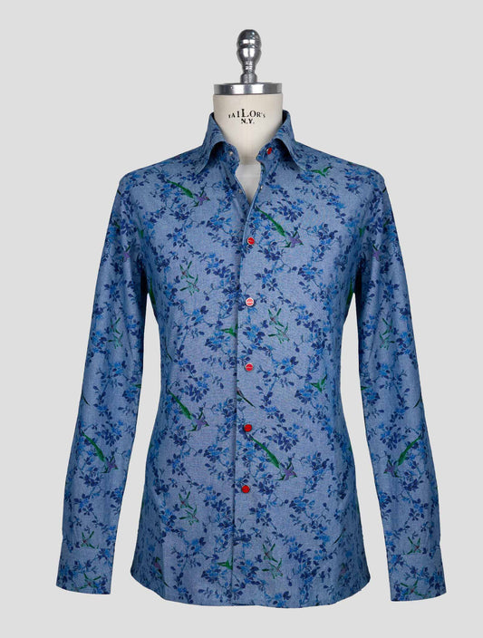 Kiton Blue Cotton Shirt