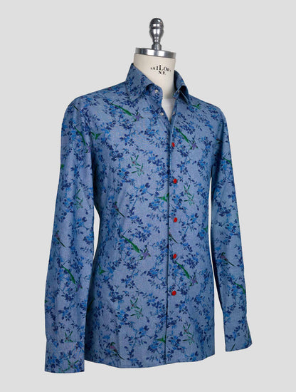 Kiton Blue Cotton Shirt