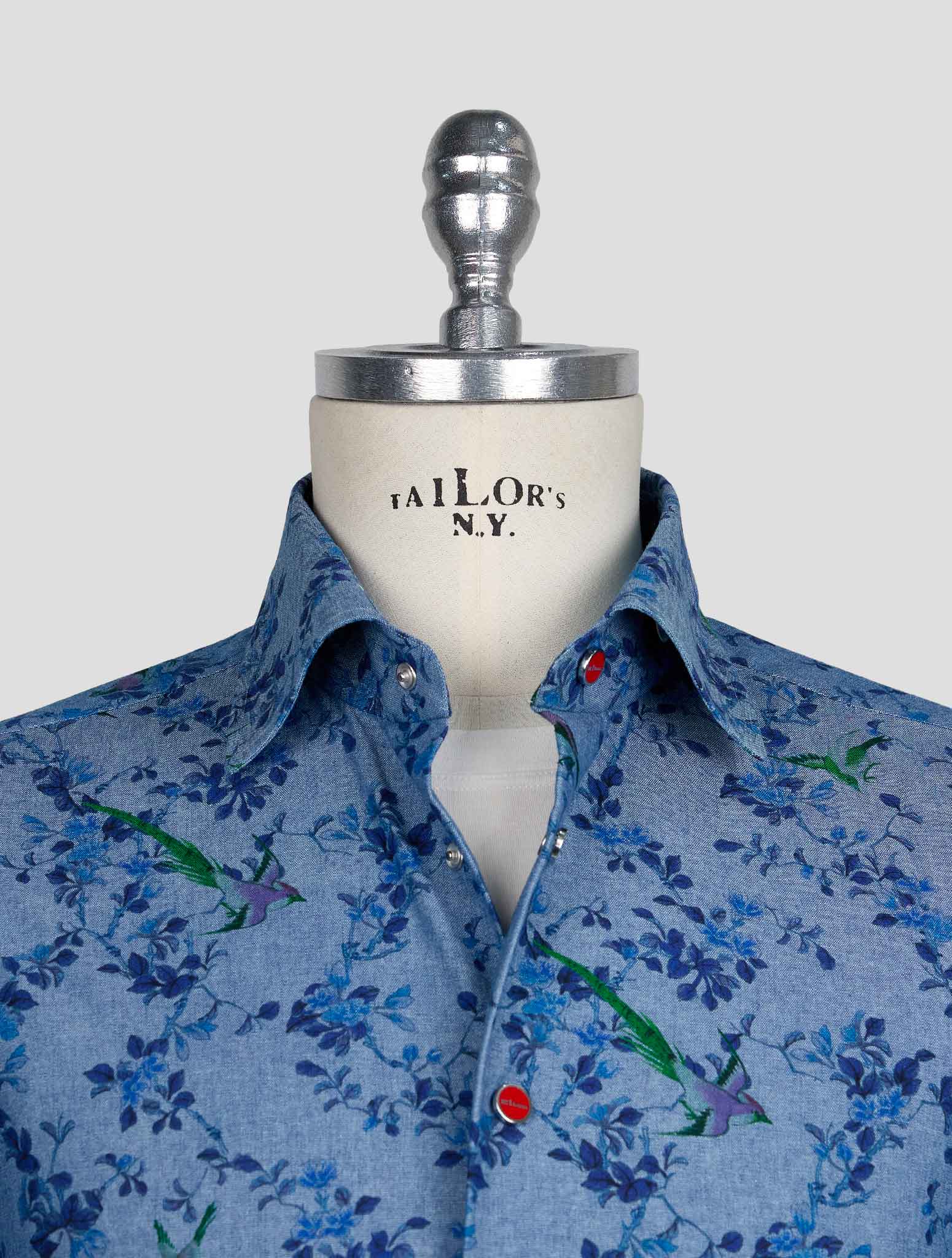 Kiton Blue Cotton Shirt