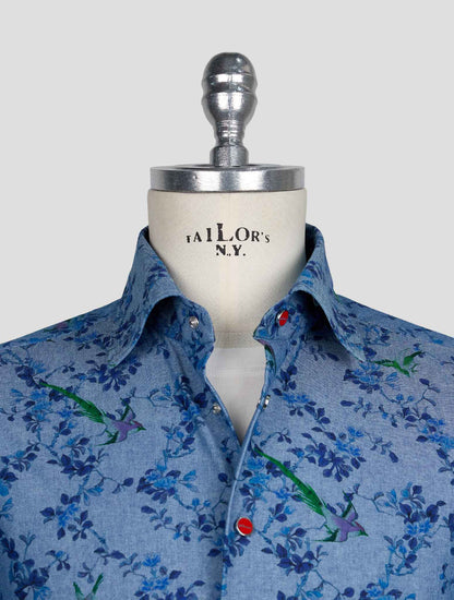 Kiton Blue Cotton Shirt