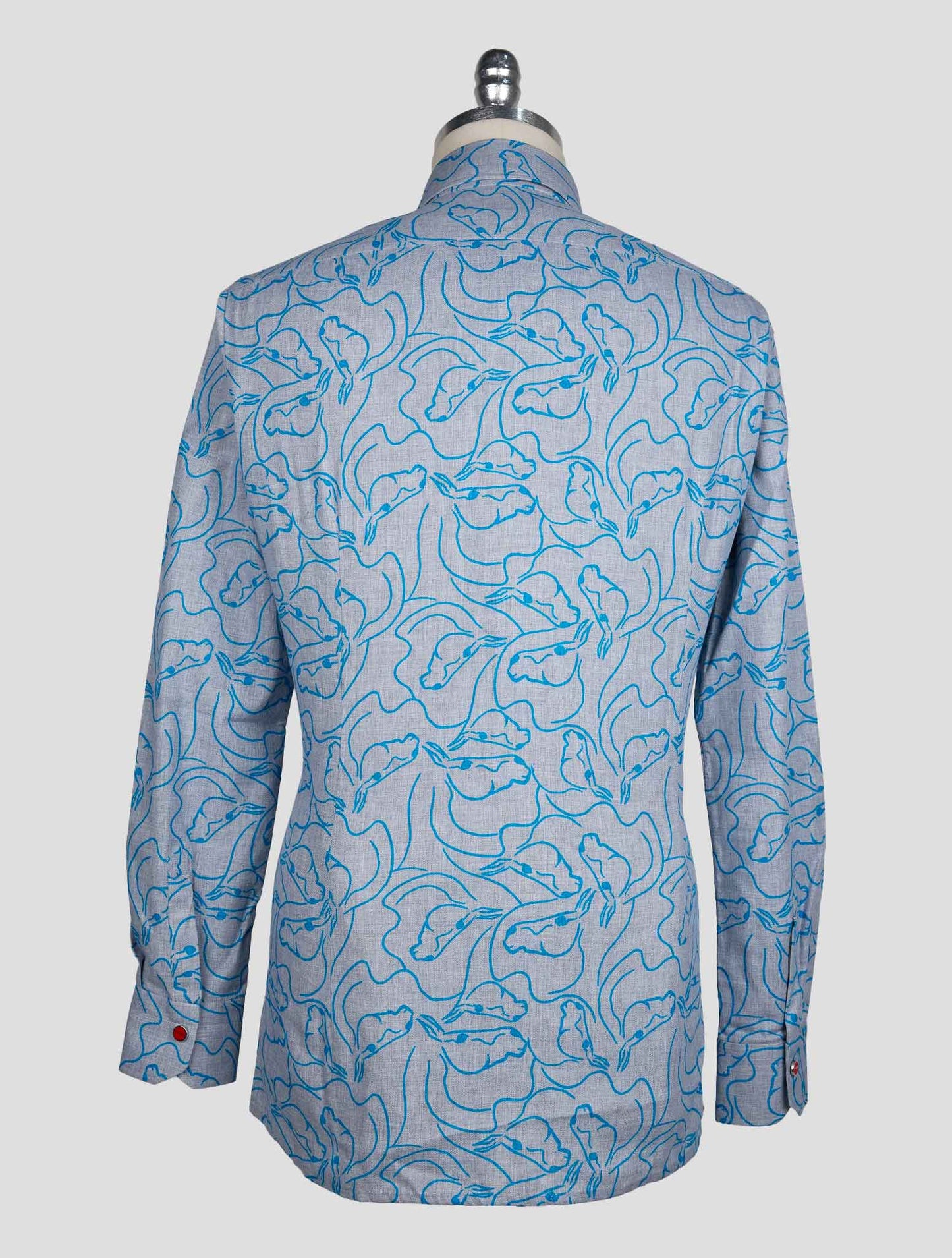 Kiton Gray Light Blue Cotton Shirt