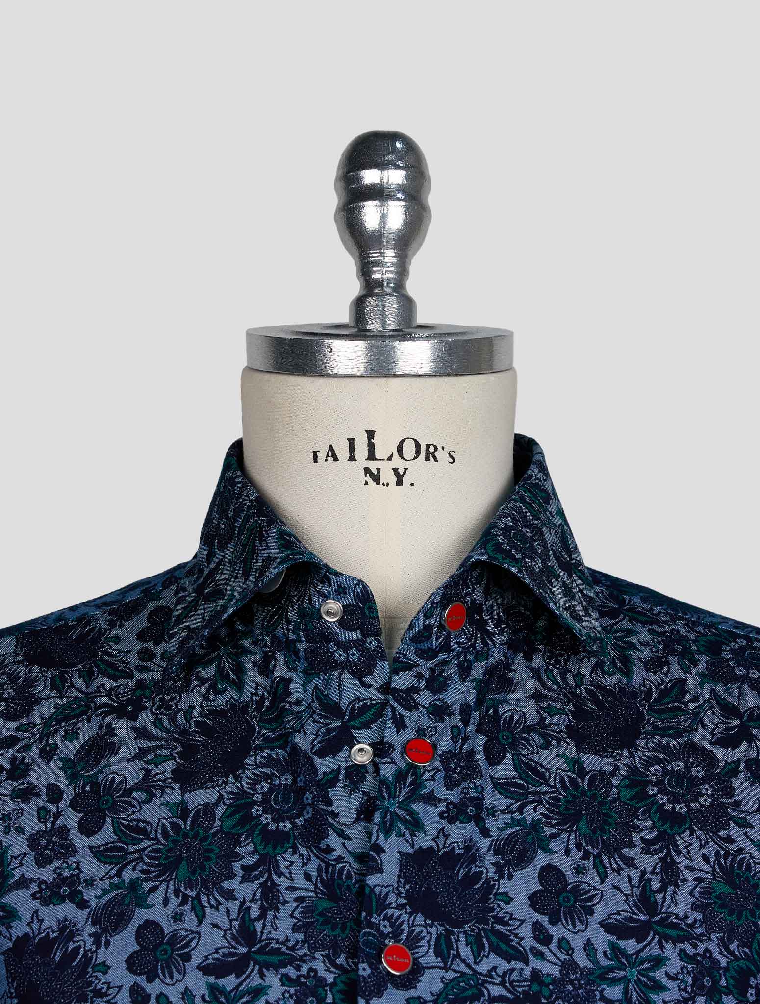 Kiton Blue Green Cotton Shirt