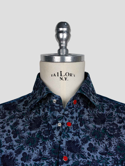 Kiton Blue Green Cotton Shirt