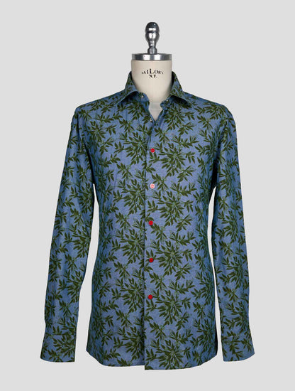 Kiton Light Blue Green Cotton Shirt