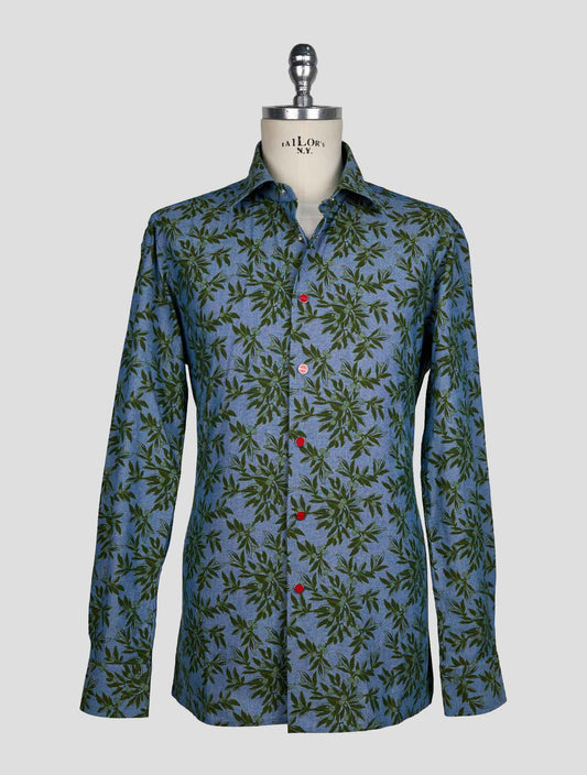 Kiton Light Blue Green Cotton Shirt