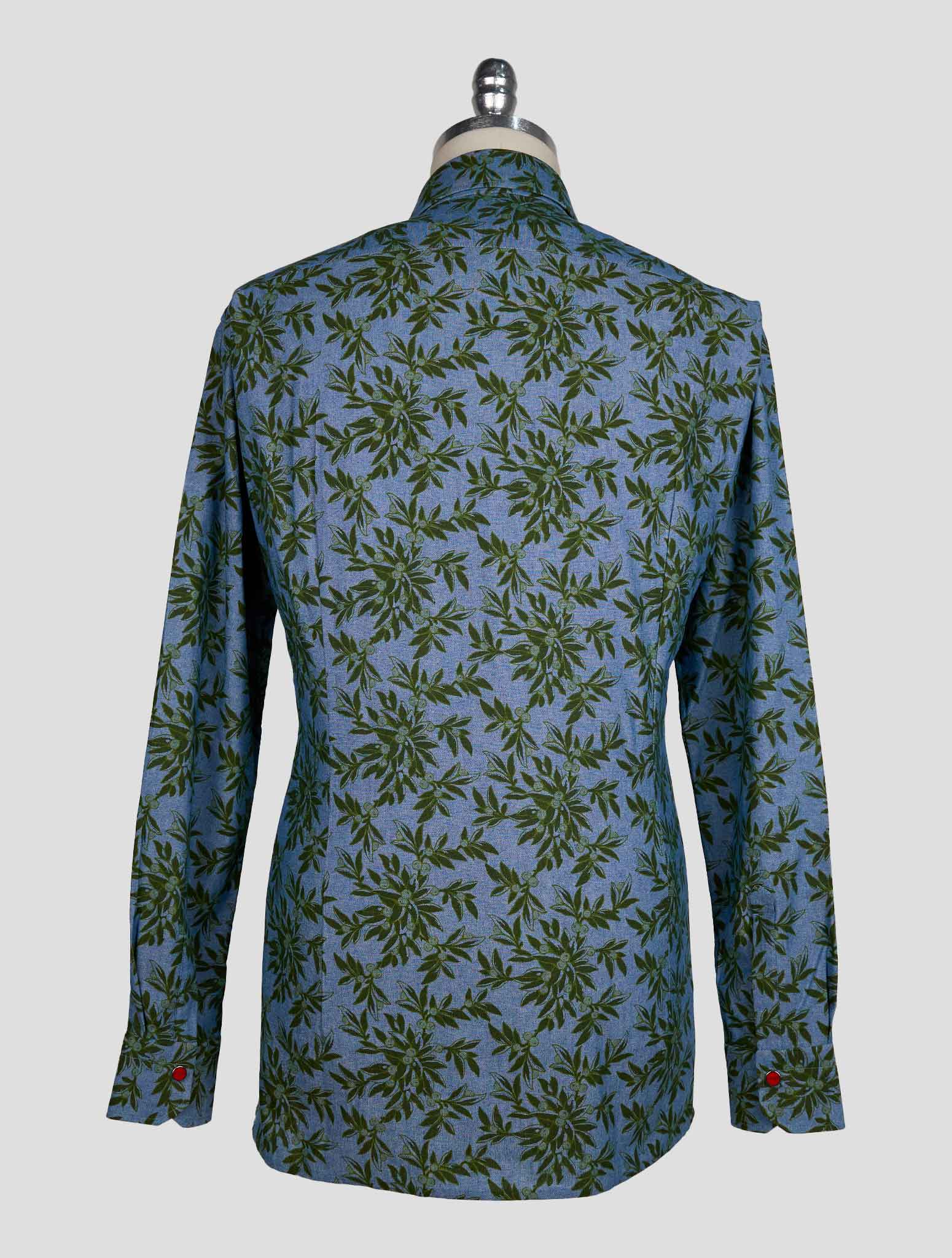 Kiton Light Blue Green Cotton Shirt
