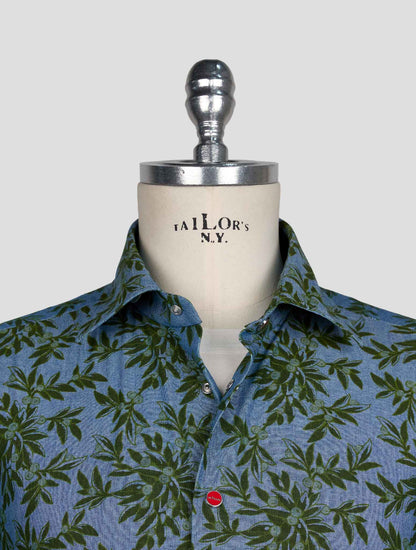 Kiton Light Blue Green Cotton Shirt