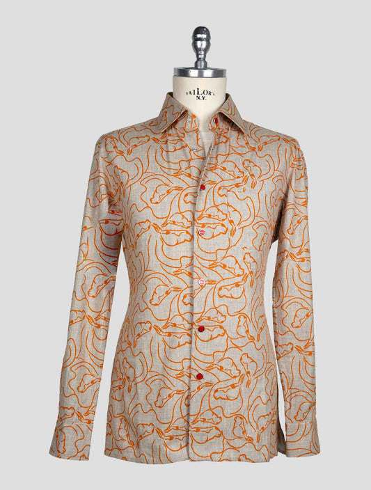 Kiton Gray Orange Cotton Shirt