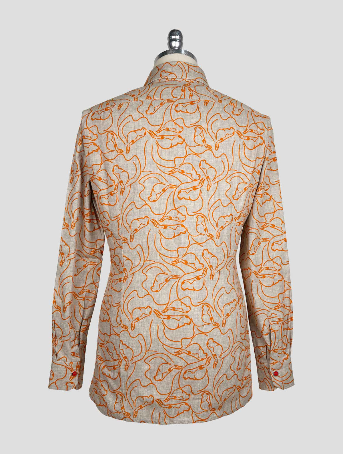 Kiton Gray Orange Cotton Shirt