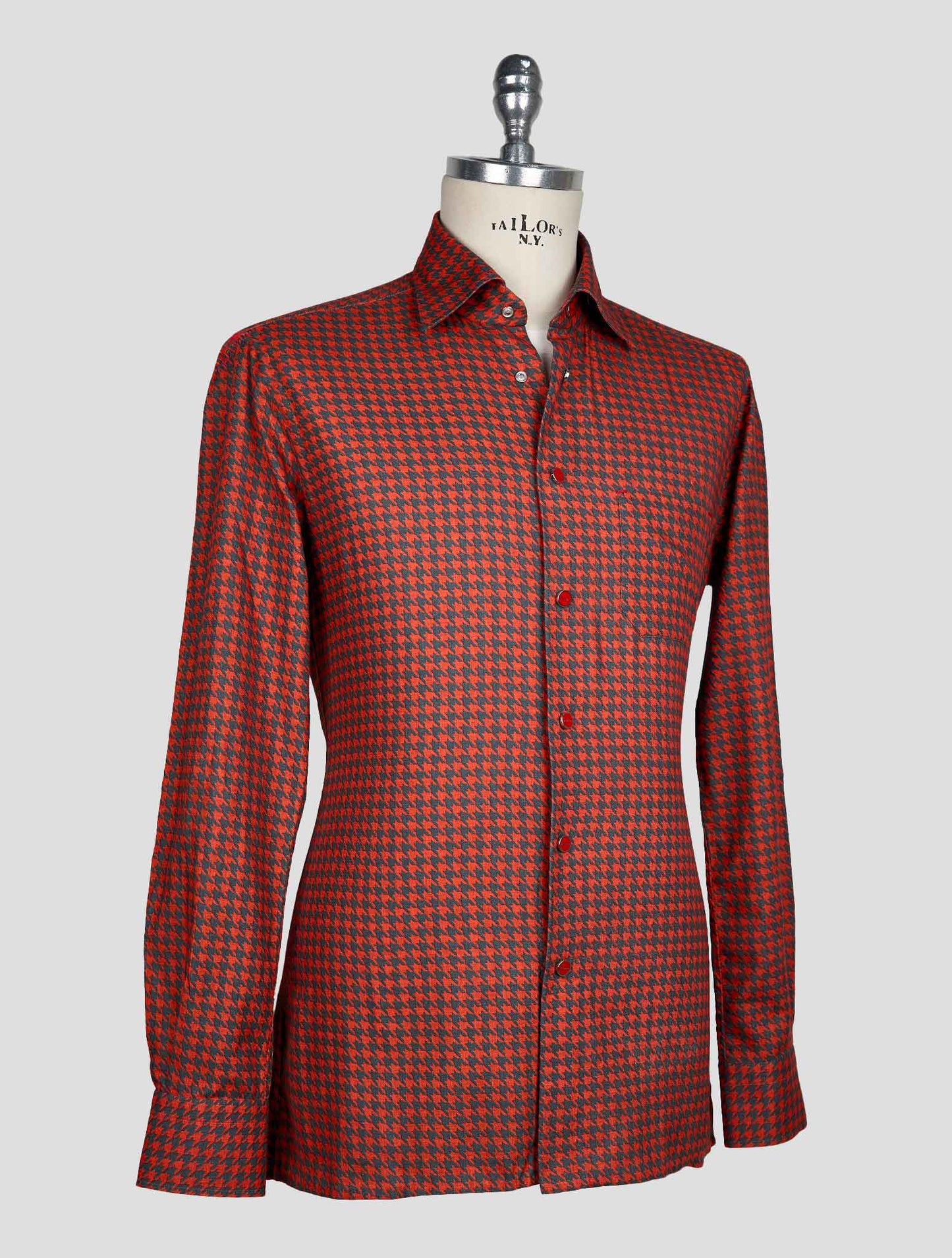 KITON GRAY ORANGE COTTON SHIRT