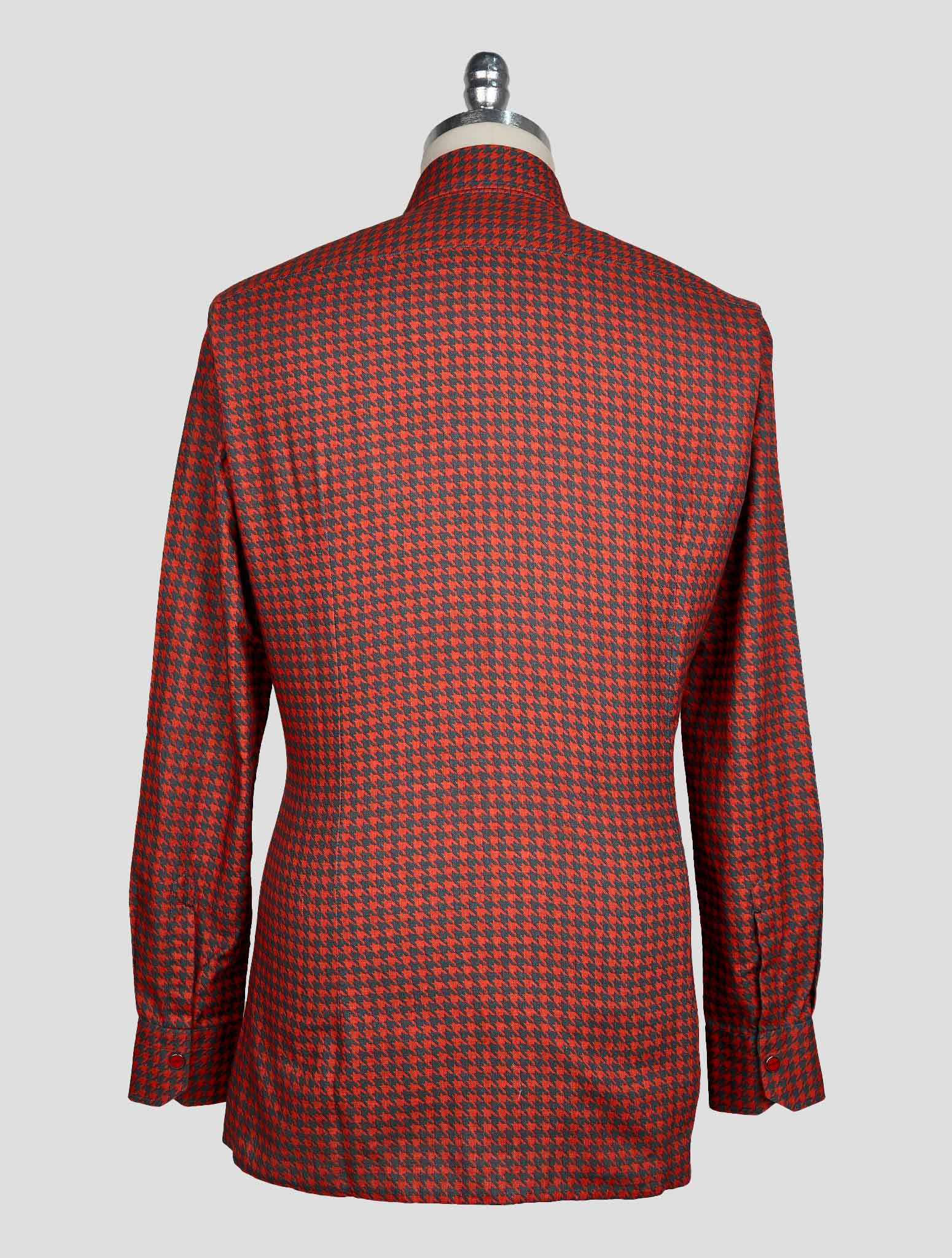 KITON GRAY ORANGE COTTON SHIRT
