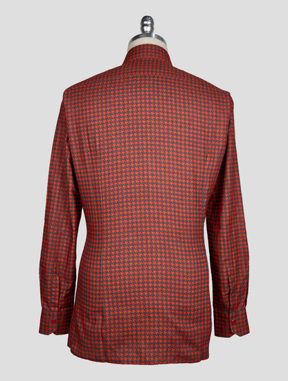 KITON GRAY ORANGE COTTON SHIRT