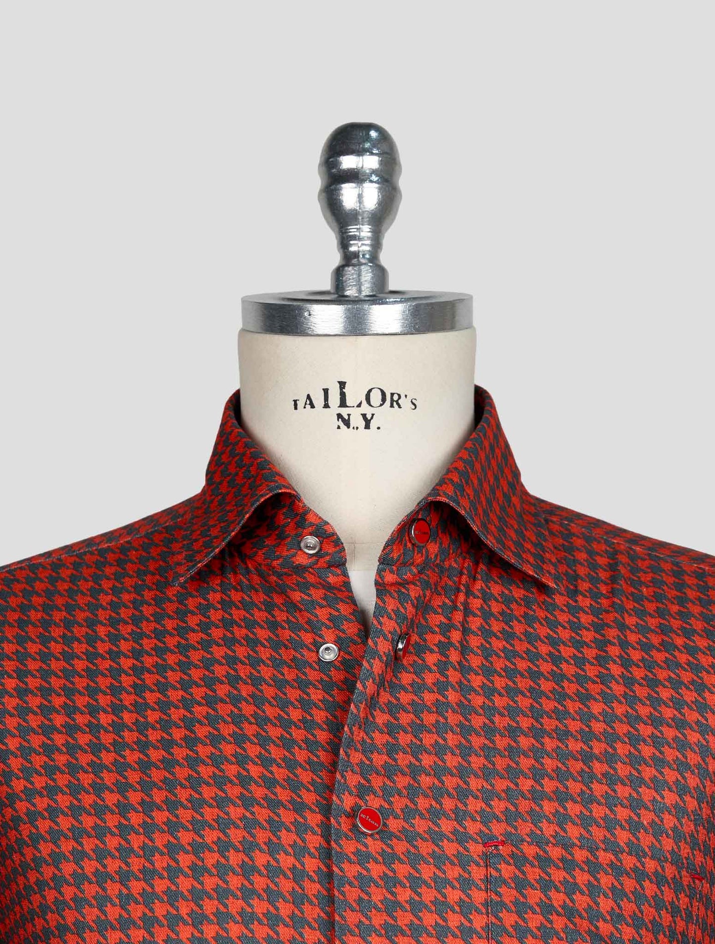 KITON GRAY ORANGE COTTON SHIRT