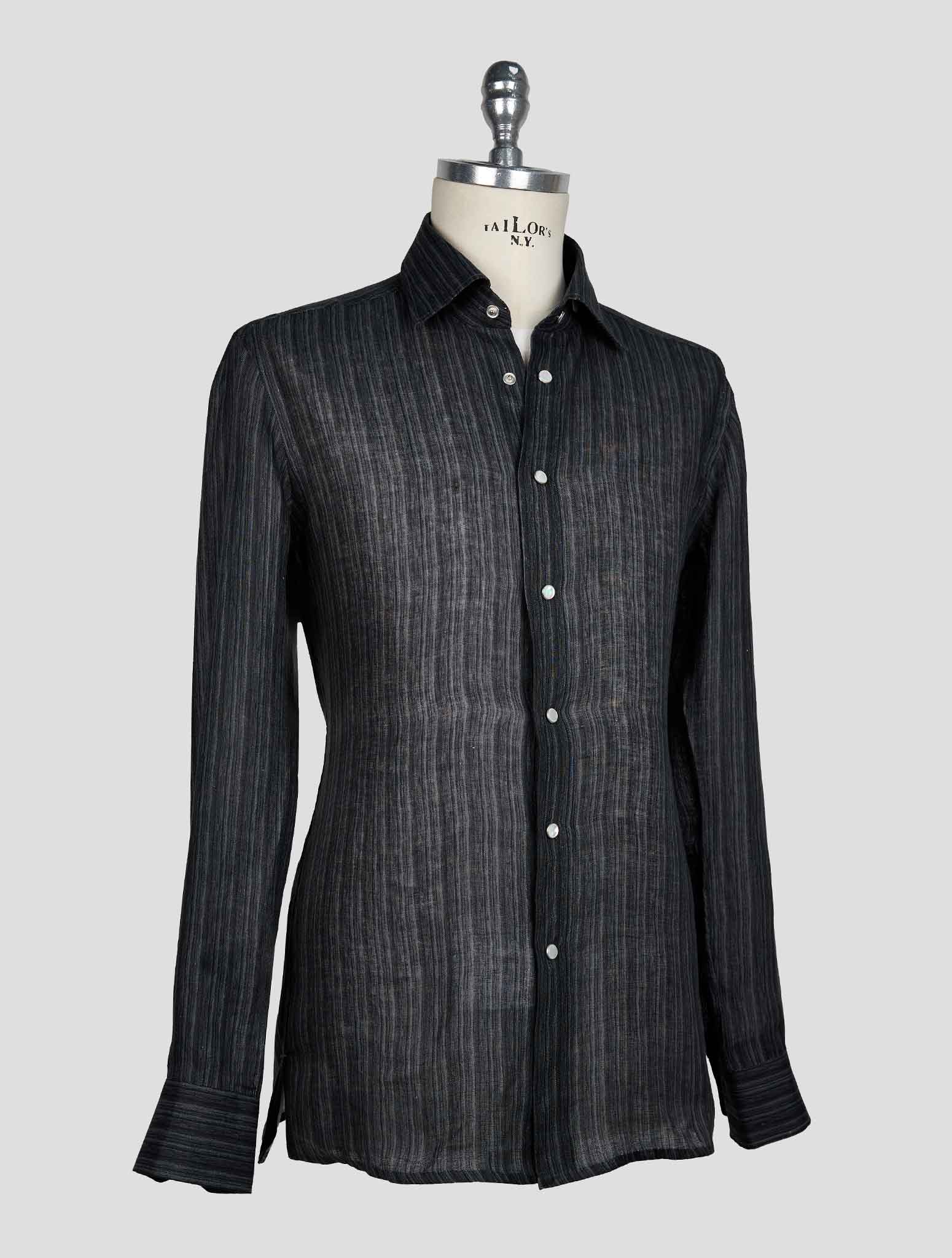 KITON GRAY LINEN SHIRT