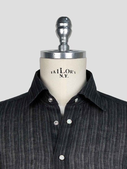 KITON GRAY LINEN SHIRT