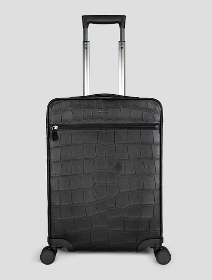 Kiton Black Leather Crocodile Trolley