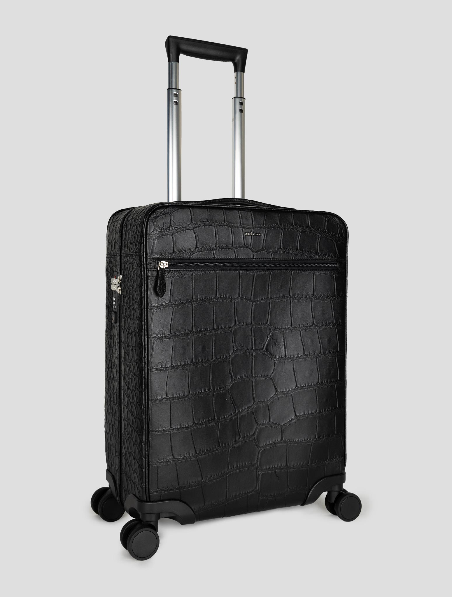 Kiton Black Leather Crocodile Trolley