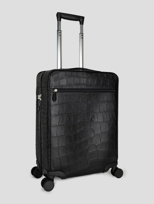 Kiton Black Leather Crocodile Trolley