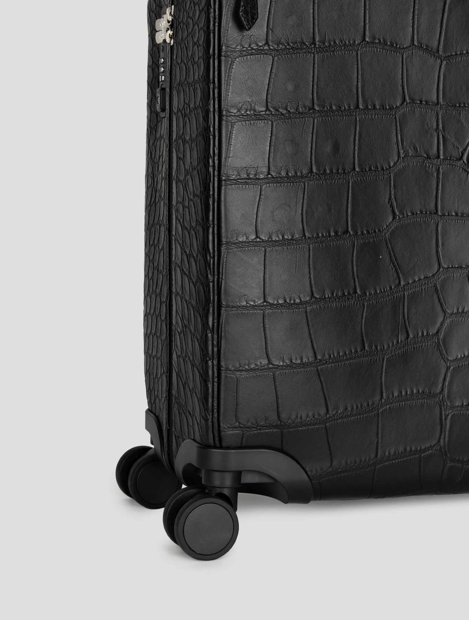 Kiton Black Leather Crocodile Trolley