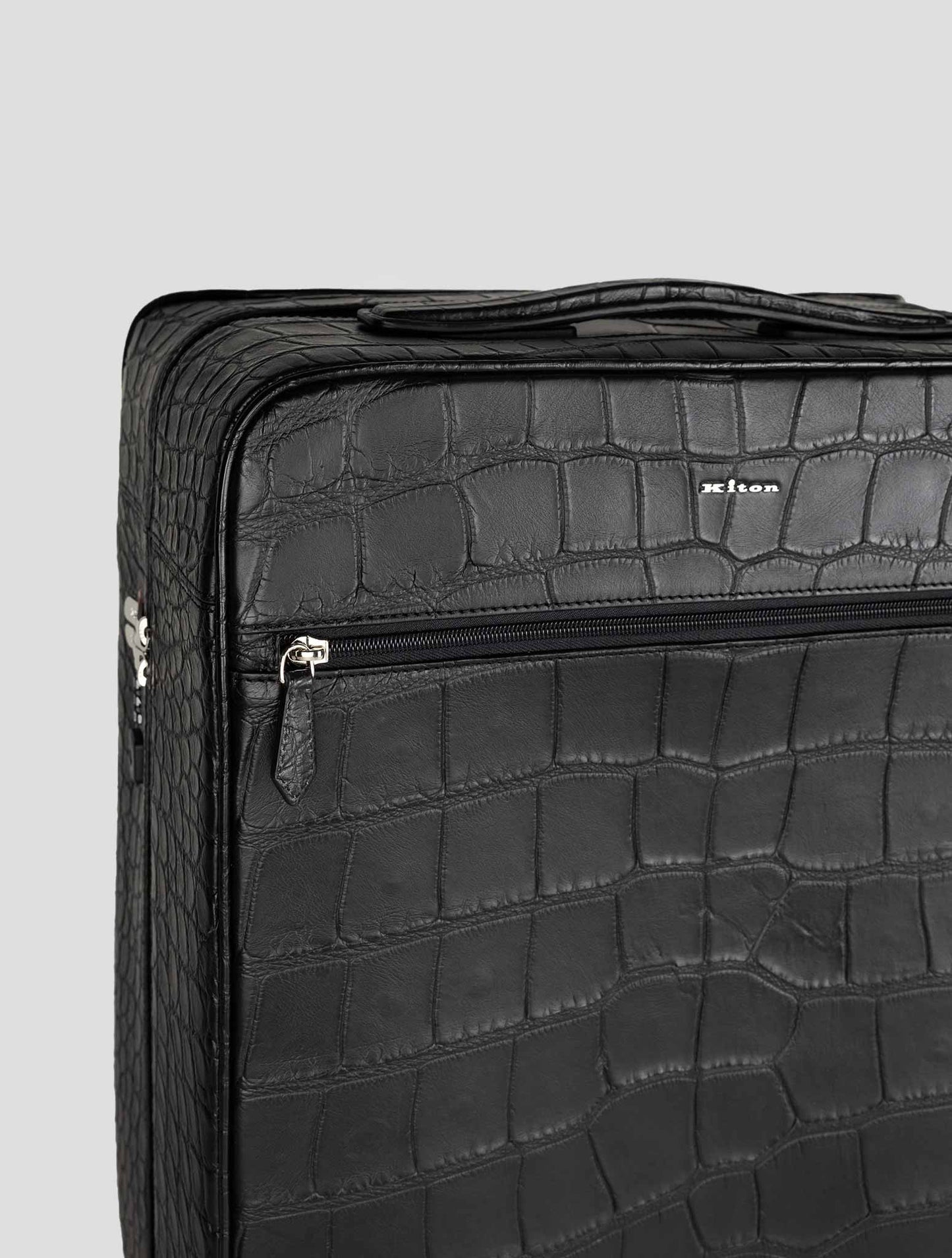 Kiton Black Leather Crocodile Trolley
