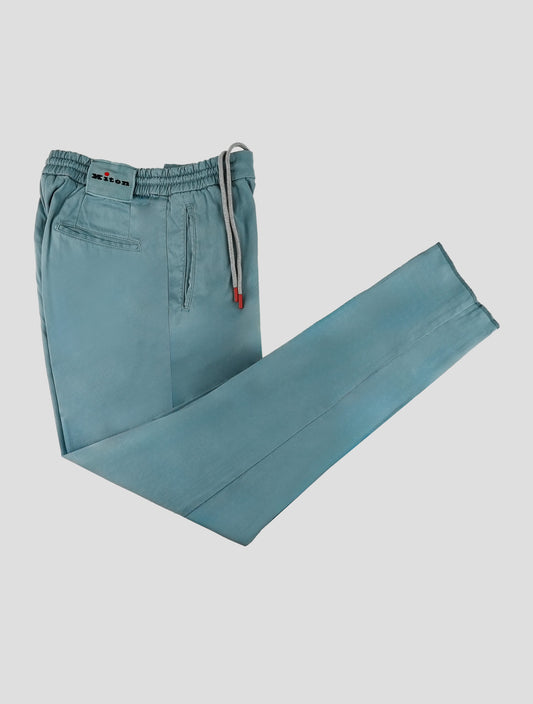 Kiton Light Blue Lycra Cotton Ea Pants