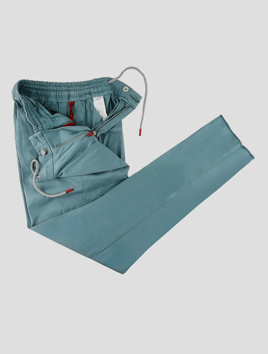 Kiton Light Blue Lycra Cotton Ea Pants