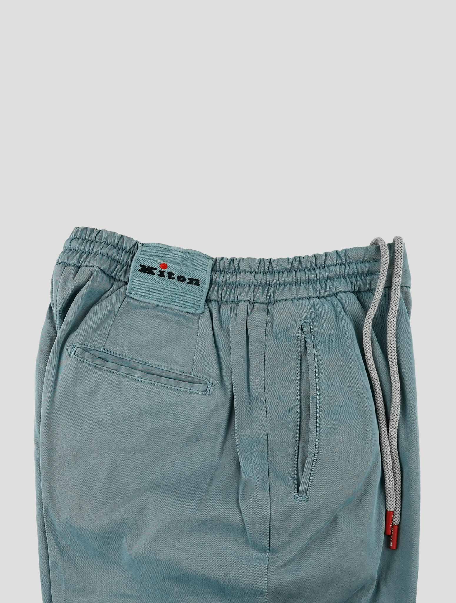 Kiton Light Blue Lycra Cotton Ea Pants