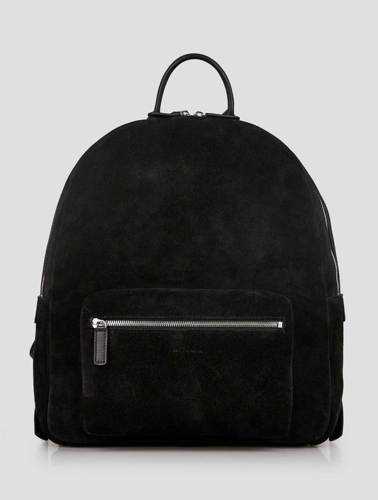 Kiton Black Leather Suede Backpack