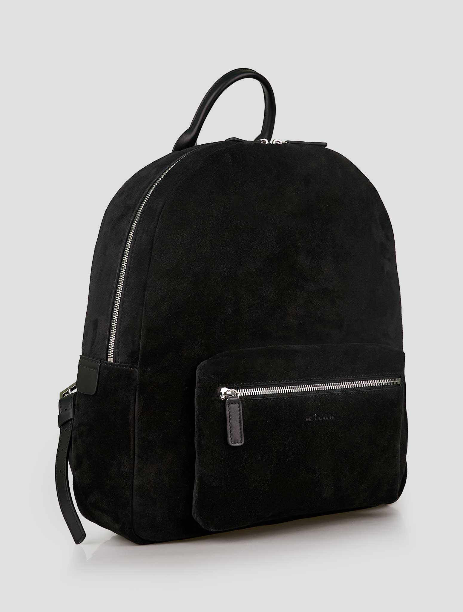 Kiton Black Leather Suede Backpack