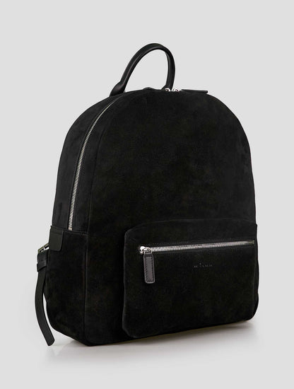 Kiton Black Leather Suede Backpack