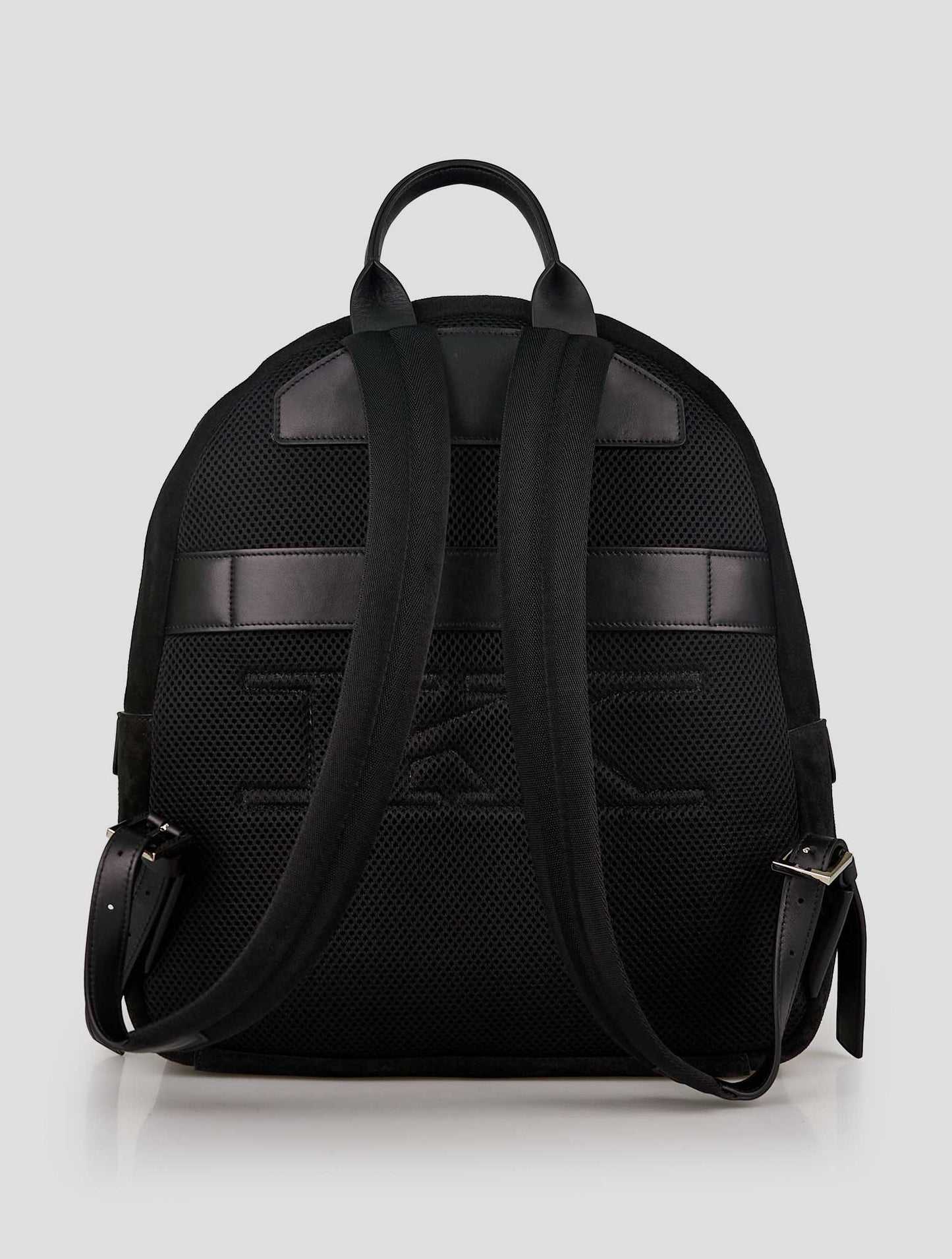 Kiton Black Leather Suede Backpack