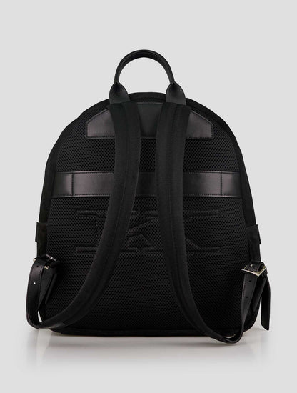 Kiton Black Leather Suede Backpack