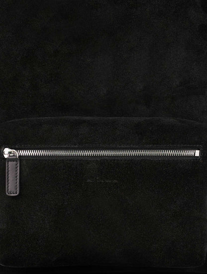 Kiton Black Leather Suede Backpack