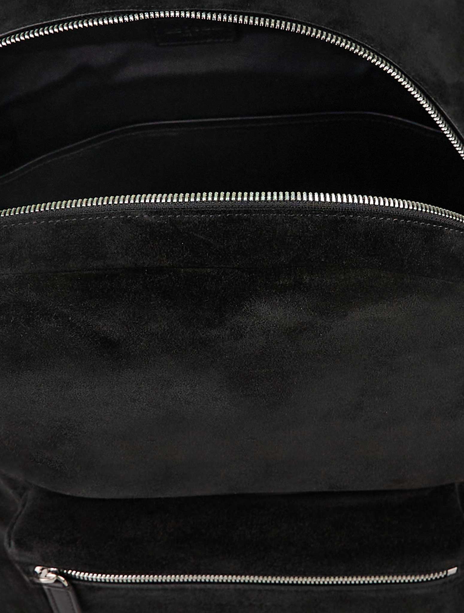 Kiton Black Leather Suede Backpack