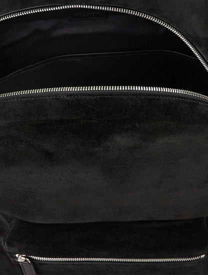 Kiton Black Leather Suede Backpack