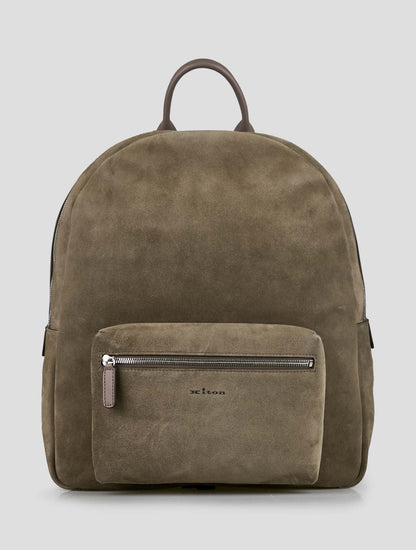 Kiton Beige Leather Suede Backpack
