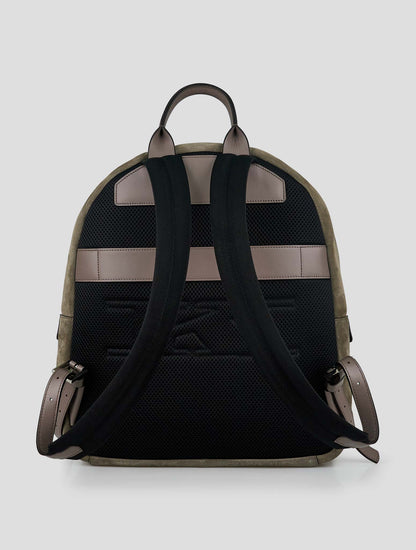 Kiton Beige Leather Suede Backpack
