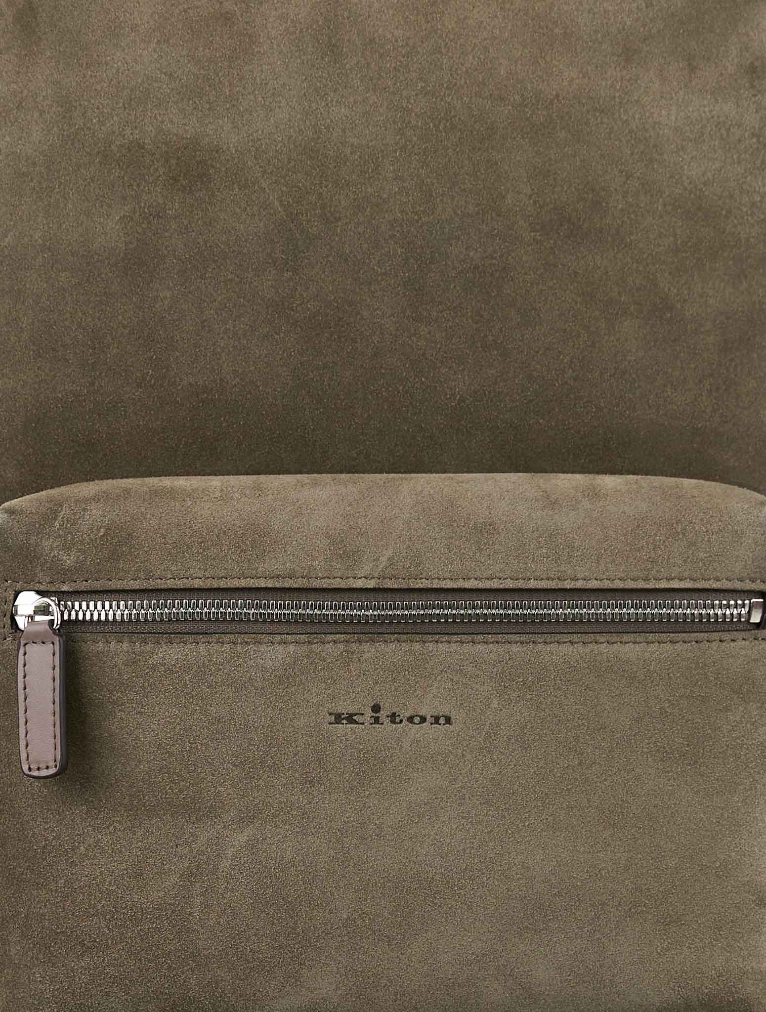 Kiton Beige Leather Suede Backpack