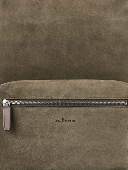 Kiton Beige Leather Suede Backpack
