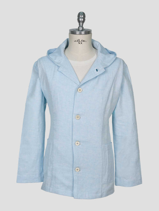 Kiton Light Blue Cotton Linen Hemp Overshirt Luca