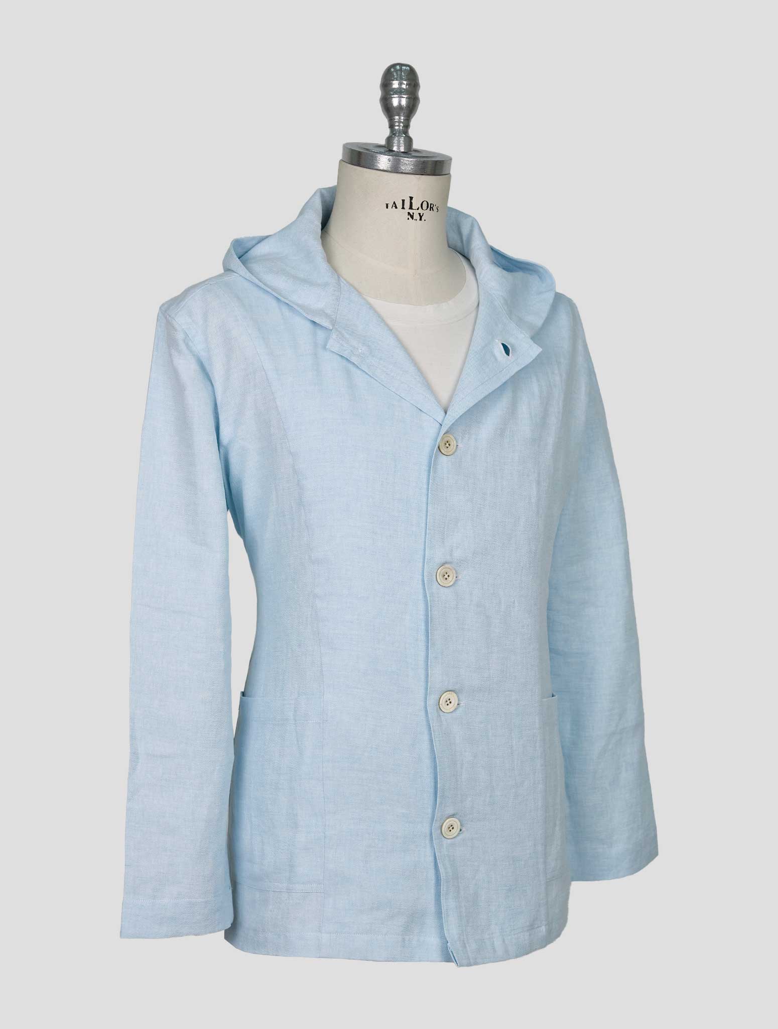 Kiton Light Blue Cotton Linen Hemp Overshirt Luca