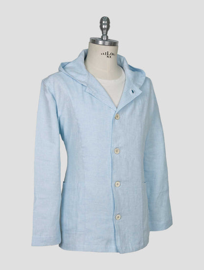 Kiton Light Blue Cotton Linen Hemp Overshirt Luca
