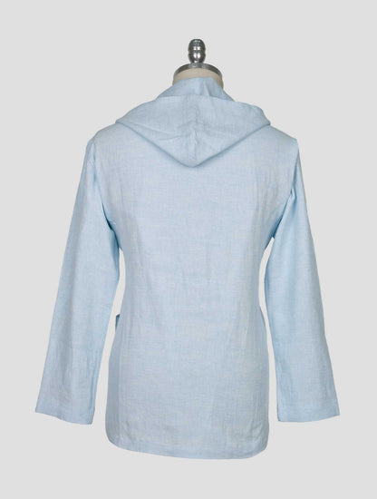 Kiton Light Blue Cotton Linen Hemp Overshirt Luca