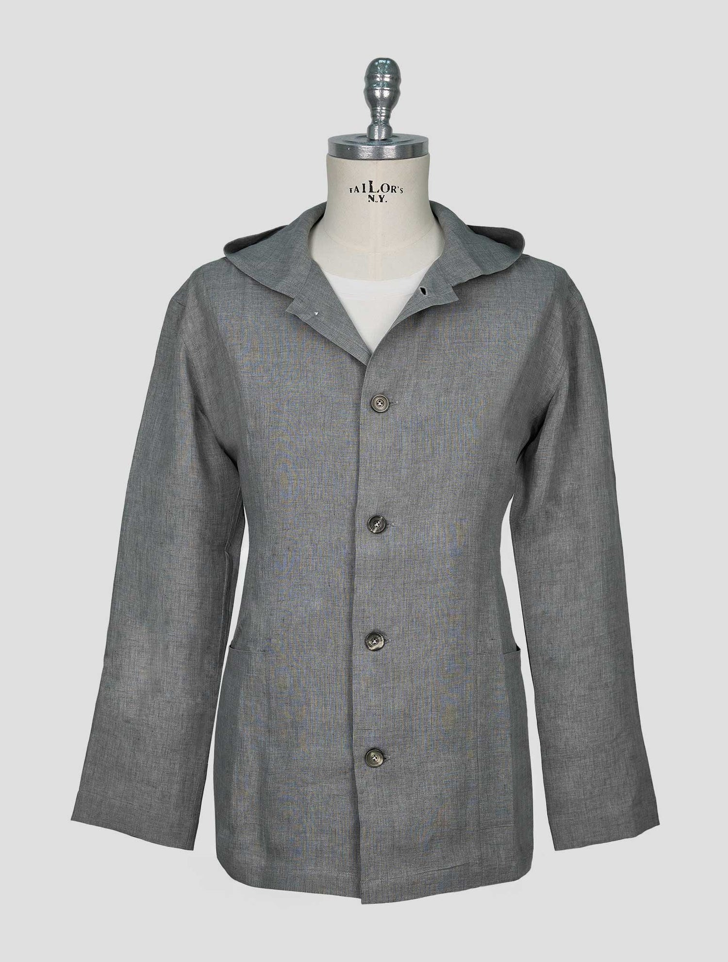 Kiton Gray Linen Overshirt Luca